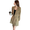 2023 Spring Short Blazer Skirt Black Khaki Two Piece Set Elegant Bussiness Casual Slim Suit Jacket Coat Mini Skirts Women 9945