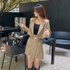 2023 Spring Short Blazer Skirt Black Khaki Two Piece Set Elegant Bussiness Casual Slim Suit Jacket Coat Mini Skirts Women 9945