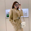 2023 Spring Short Blazer and Skirt Khaki Two Piece Set Women Elegant Korean Slim Casual Coat Jacket Mid-long Belt Skirts A58