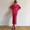 2023 Spring Solid Women 2 Piece Set Knited Sweater Top Midi Pencil Skirt Bodycon Sexy Streetwear Party Club Elegant Matching