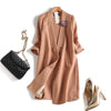 2023 Spring Summer Korean Women Loose Long Linen Cardigan Jacket Ladies 3/4 Sleeve Solid  Blazer Jackets e041