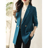 2023 Spring Summer Style Women Long Sleeve Loose Casual Blazers Double Button Cotton Elegant Solid Blezer Coat Outerwear G6
