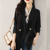 2023 Spring Summer Style Women Long Sleeve Loose Casual Blazers Double Button Cotton Elegant Solid Blezer Coat Outerwear G6