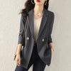 2023 Spring Summer Style Women Long Sleeve Loose Casual Blazers Double Button Cotton Elegant Solid Blezer Coat Outerwear G6