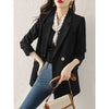 2023 Spring Summer Style Women Long Sleeve Loose Casual Blazers Double Button Cotton Elegant Solid Blezer Coat Outerwear G6