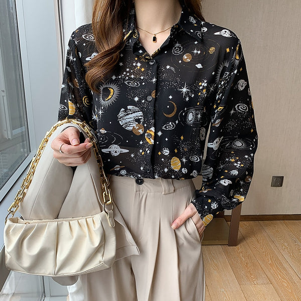 2023 Spring Summer Women's chiffon Blouses chic printing ladies shirts Long Sleeve Shirts Tops Blusas Mujer