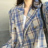 2022 Spring Vintage Loose Double Breasted Jacket Fall Women Casual Long Sleeve Plaid Blazer Chic Stylish Ladies Suit Jackets