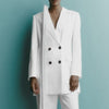 2023 Spring Women Silk Satin Texture White Blazer Versatile Long Sleeve Double Breasted Lapel Mid-length Blazer CD8626