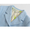 2023 Spring Women Sky Blue Tweed Blazer Casual Single-breasted Notched V-neck Jacket with Pocket Female Coat Chic Top Za