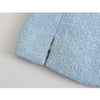 2023 Spring Women Sky Blue Tweed Blazer Casual Single-breasted Notched V-neck Jacket with Pocket Female Coat Chic Top Za