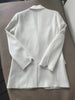 2023 Spring Women's White Blazer Side Water Ripple Rhinestones Cardigan Single Breasted Badge Straight Suit Coat