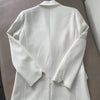 2023 Spring Women's White Blazer Side Water Ripple Rhinestones Cardigan Single Breasted Badge Straight Suit Coat