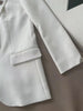 2023 Spring Women's White Blazer Side Water Ripple Rhinestones Cardigan Single Breasted Badge Straight Suit Coat
