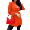 2023 Spring and Autumn Wome's Slim Long-sleeved Double-breasted Mid-length Suit Jacket Female and Lady Casual Coats