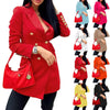 2023 Spring and Autumn Wome's Slim Long-sleeved Double-breasted Mid-length Suit Jacket Female and Lady Casual Coats
