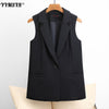 2023 Spring and Autumn Women's Suit Vest Black  Casual Sleeveless Ladies Black Jacket Elegant
