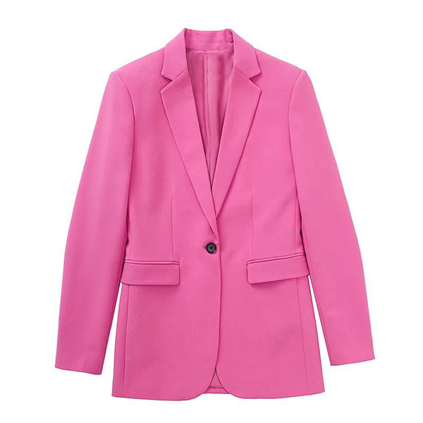 2023 Spring and Autumn Pink Slim Waist Thin Single Button Women's Suit Jacket Feminine Temperament + Pants