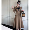 2023 Spring and Autumn Season Elegant High-end Slim Women's Long Sleeved Black Blazer Bownot Top Long Skirt Two-piece Suit