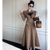 2023 Spring and Autumn Season Elegant High-end Slim Women's Long Sleeved Black Blazer Bownot Top Long Skirt Two-piece Suit
