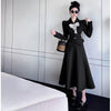 2023 Spring and Autumn Season Elegant High-end Slim Women's Long Sleeved Black Blazer Bownot Top Long Skirt Two-piece Suit