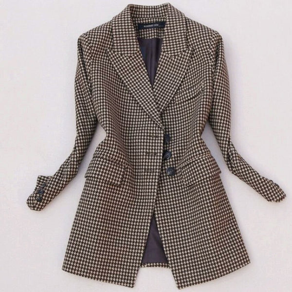 2023 Spring ol Houndstooth woolen pencil skirt+wool blends slim blazer women two piece sets