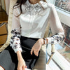 2023 Spring summer  chiffon Blouse lantern sleeve Tops Blusas Mujer floral printing shirts Women's Blouses