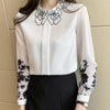 2023 Spring summer  chiffon Blouse lantern sleeve Tops Blusas Mujer floral printing shirts Women's Blouses