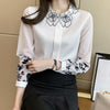 2023 Spring summer  chiffon Blouse lantern sleeve Tops Blusas Mujer floral printing shirts Women's Blouses