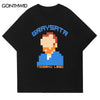 2023 Streetwear Men T-Shirt Harajuku Funny Pixel Cartoon Van Gogh Print Tshirt Summer Hip Hop Casual Cotton Loose T Shirt Top