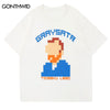 2023 Streetwear Men T-Shirt Harajuku Funny Pixel Cartoon Van Gogh Print Tshirt Summer Hip Hop Casual Cotton Loose T Shirt Top