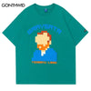 2023 Streetwear Men T-Shirt Harajuku Funny Pixel Cartoon Van Gogh Print Tshirt Summer Hip Hop Casual Cotton Loose T Shirt Top