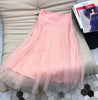 2023 Summer Collection Elegant Lady Mesh Tulle Midi Skirt Matching Two Piece Set