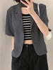 2023 Summer Loose Sweet Thin Fabric Single-breasted Short Sleeve Blazers for Women Girl Outwear Ladies Short Jackets