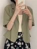 2023 Summer Loose Sweet Thin Fabric Single-breasted Short Sleeve Blazers for Women Girl Outwear Ladies Short Jackets