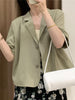 2023 Summer Loose Sweet Thin Fabric Single-breasted Short Sleeve Blazers for Women Girl Outwear Ladies Short Jackets