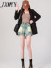 2023 Summer Style Old Retro Ripped Raw Edge Denim Shorts Women's Loose And Thin High Waist A-Line Pants