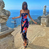 2023 Summer Floral Maxi Dress Women Slit Wrap Dress Maxi Backless Beach Dresses Sexy Party Print Fringed Woman Long Dress Skirt