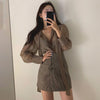 2023 Summer Korean Retro Light  Lace-up Single-breasted Long-sleeved Shirt Skirt Suit Boutique Clothing