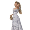 2023 Summer Puff Sleeve Floral System Light Mature Temperament High Fork Long Skirt Women's Dress Summer