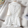 2023 Summer Lace Short Thin Hollow Outside Cardigan Suit Jacket Jacket Women White Blazer Women Woman Office Hollow Out