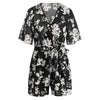2023 Summer Women's Jumpsuit Short Sleeved V-neck Sashes Floral Rompers