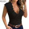 2023 Summer Sexy Bodysuits ZANZEA Women Solid V Neck Floral Lace Crochet Slim Party See Through Bodysuit Jumpsuit Playsuit