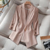 2023 Summer Solid Color Elegant Green Blazer Casual Thin Women Jacket Women's Korean Style V-neck Office Lady Suit Coat