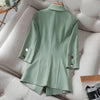 2023 Summer Solid Color Elegant Green Blazer Casual Thin Women Jacket Women's Korean Style V-neck Office Lady Suit Coat