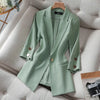 2023 Summer Solid Color Elegant Green Blazer Casual Thin Women Jacket Women's Korean Style V-neck Office Lady Suit Coat