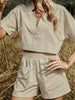 2023 Summer Two Piece Set Tracksuit Casual Outfit Suits Women Shirt Blouse Tops Cotton Linen Short Pants 2 Piece Sets Clothes