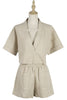 2023 Summer Two Piece Set Tracksuit Casual Outfit Suits Women Shirt Blouse Tops Cotton Linen Short Pants 2 Piece Sets Clothes