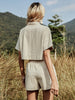 2023 Summer Two Piece Set Tracksuit Casual Outfit Suits Women Shirt Blouse Tops Cotton Linen Short Pants 2 Piece Sets Clothes