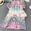 2023 Summer V-Neck  Long Dress Women Lace Up Long Sleeve Sling Dresses Floral Female Straps Party Beach Maxi Long Dresses