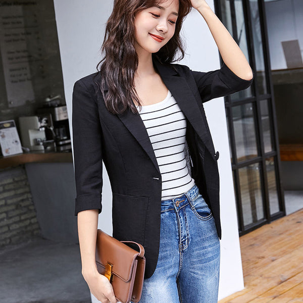2023 Summer White Blazer Mujer Pure Color Women's Jacket Korean Small Business Suit Slim Thin Casual Coat Блейзеры
